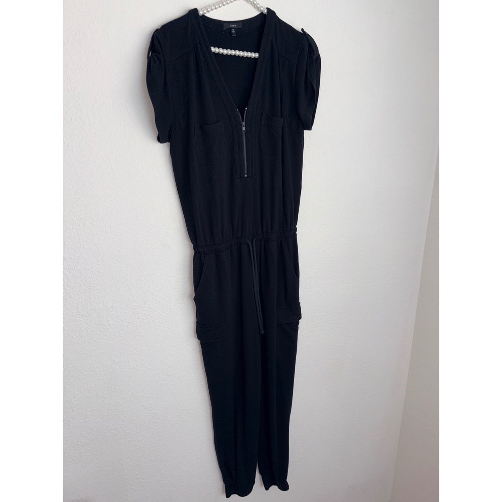 Drew Jumpsuit XS Black Excellent Half Zip Short Sleeve Utility Jogger Pockets